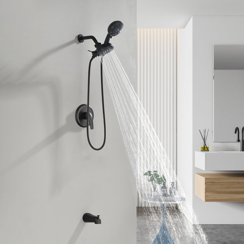Tub And Shower Faucet Set Complete Shower Tub Kit Dual Shower Head And Handheld 2 In 1 Combo Set Shower System With Tub Spout Tub And Shower Trim Kit Combo Set Shower Fixtures