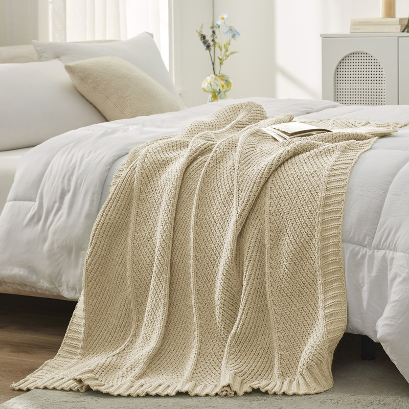 Jeté Chunky Knit, L 60 po x L 80 po, Beige