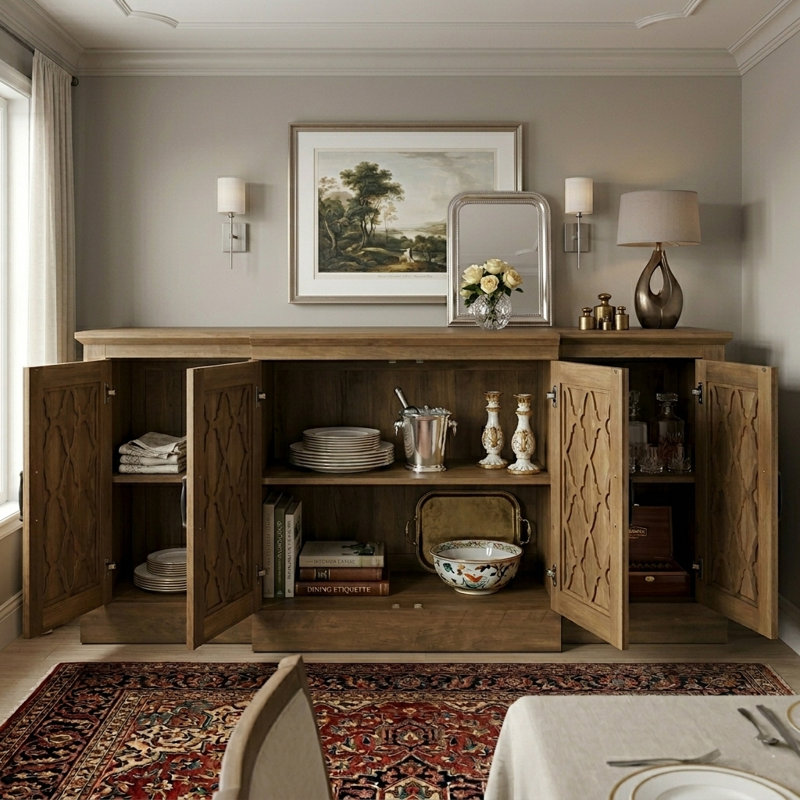Armoire de salle à manger Chessani, Chêne noueux