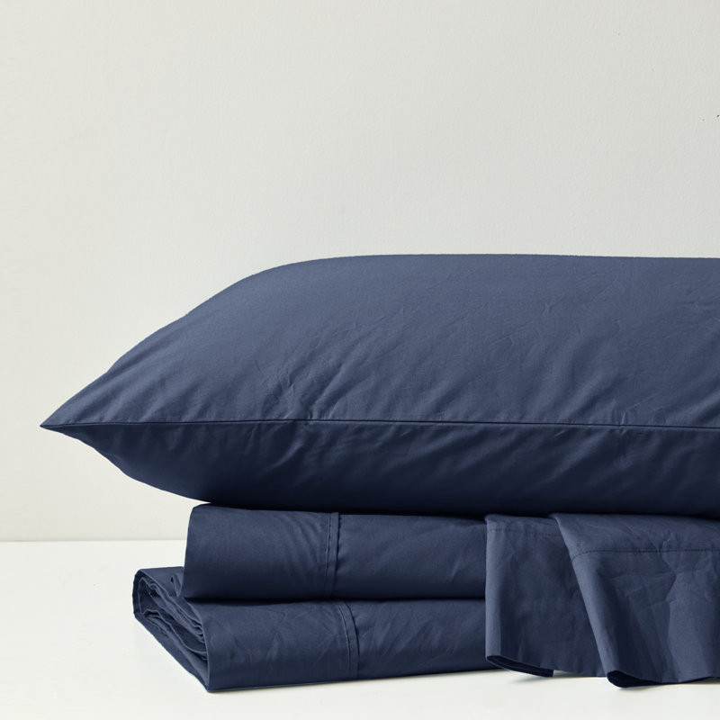 Navy Full Cotton Percale Sheet Set