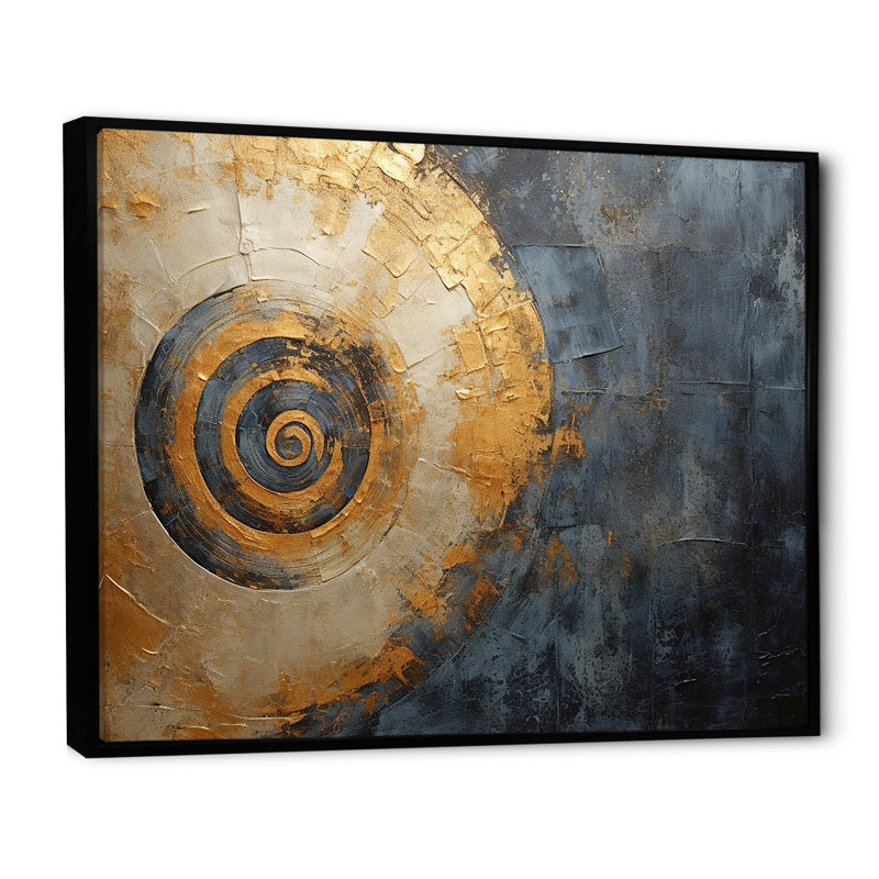 Golden Twilight Spiral III sur toile, Cadre flottant noir, H 30 po x l 40 po