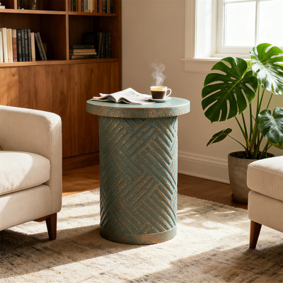 Tables de bout d'extérieur en ciment pour patio, table d'appoint de jardin, petite table d'appoint ronde moderne pour l'extérieur, tabouret de jardin en souche d'arbre pour l'intérieur et l'extérieur