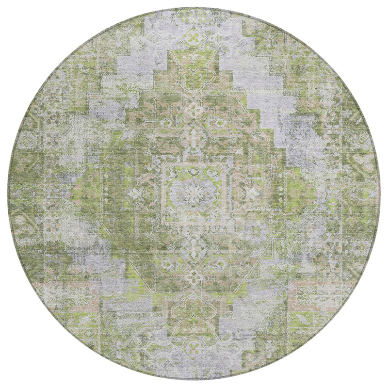 Machine Washable Indoor/Outdoor Jacinto ACN2140 Global Rug, Round 8'