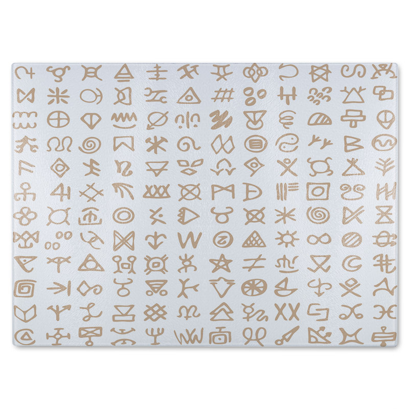 Viking Ritual Symbols Glass Chopping Board, 40cm L x 28cm W