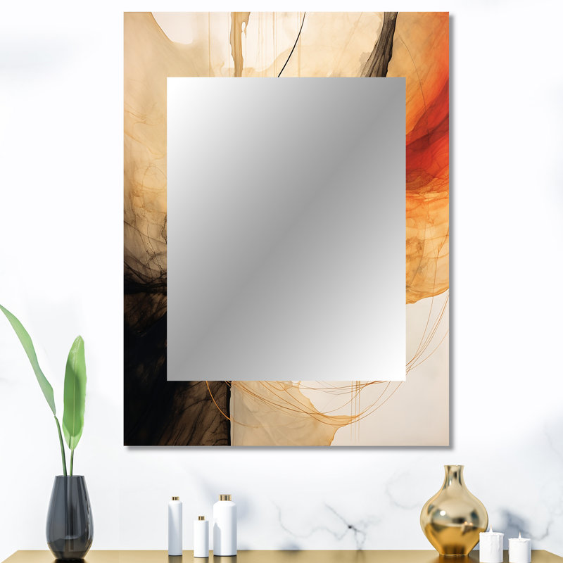 «Abstract Earth Poetry In Motion Retro Waves II - Abstract Shapes Unique Mirror, Modern Large Wall Mirror, Art imprimé en métal