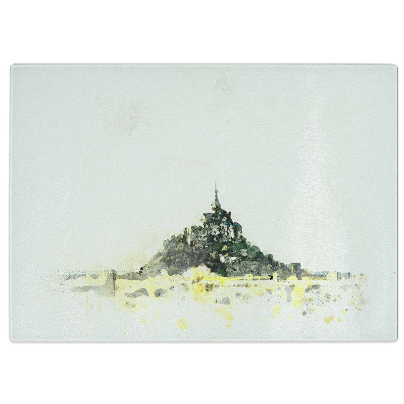 Tempered Glass View of Le Mont-Saint-Michel in Normandy Cutting Board, 39 cm W x 28.5 cm L