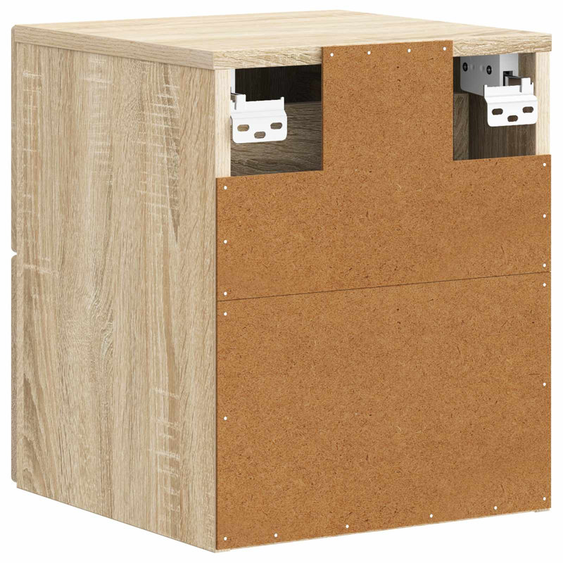 33cm W Manufactured Wood Bedside Table, Sonoma Oak, 2