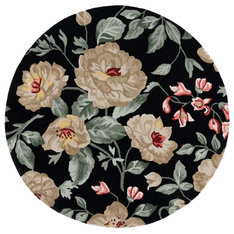 Jardin 275 Hand Tufted Indian Wool Pile Floral Rug, Round 6'