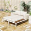 Lit de jour d'extérieur convertible pour patio avec repose-pieds réglables, coussins lavables et espace latéral-1711144538