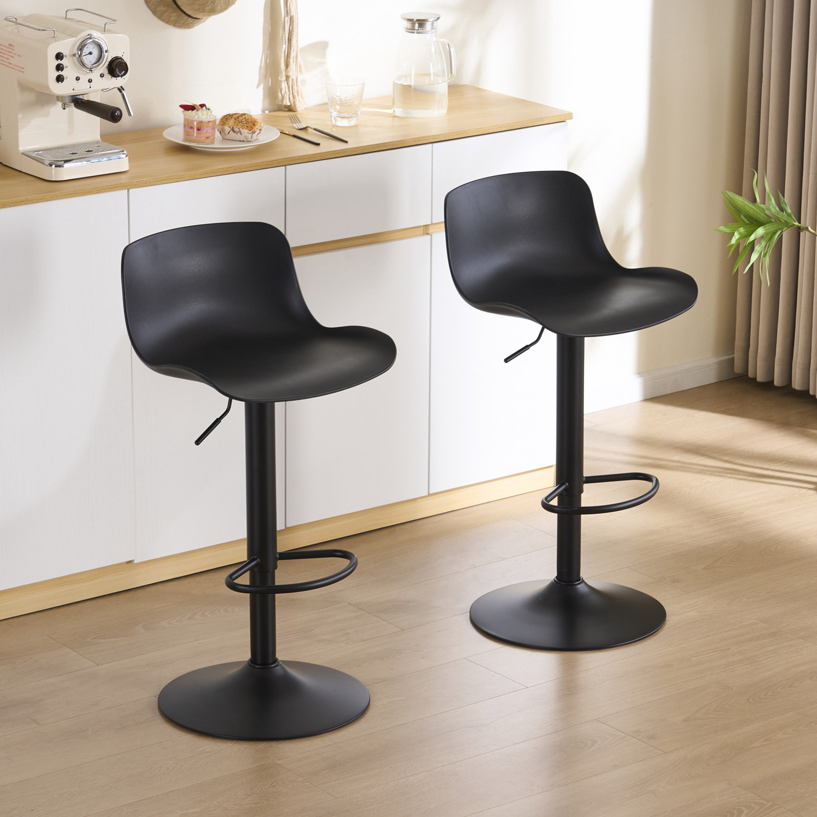 Meli Swivel Bar Stool, Black