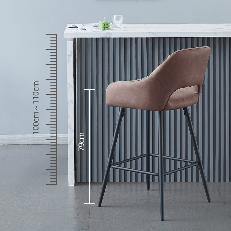 Cowles 67cm Faux Leather Arm Bar Stool, Brown