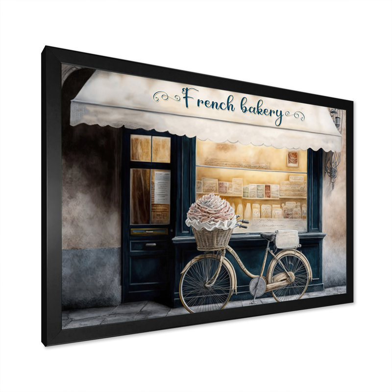 «Vélo devant une boulangerie française», art sur toile de plage côtière, H 12 po x l 20 po x P 1 po