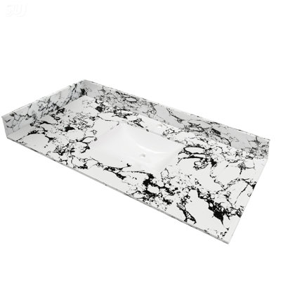 Éclaboussure latérale de lavabo de salle de bain en marbre blanc 22 po x 4 po Panda de 22 po, durable et résistante aux taches