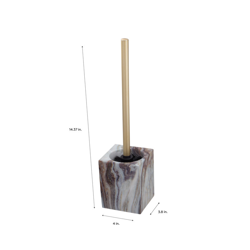 Agate Square Gold and Marble Toilet Brush Holder Set