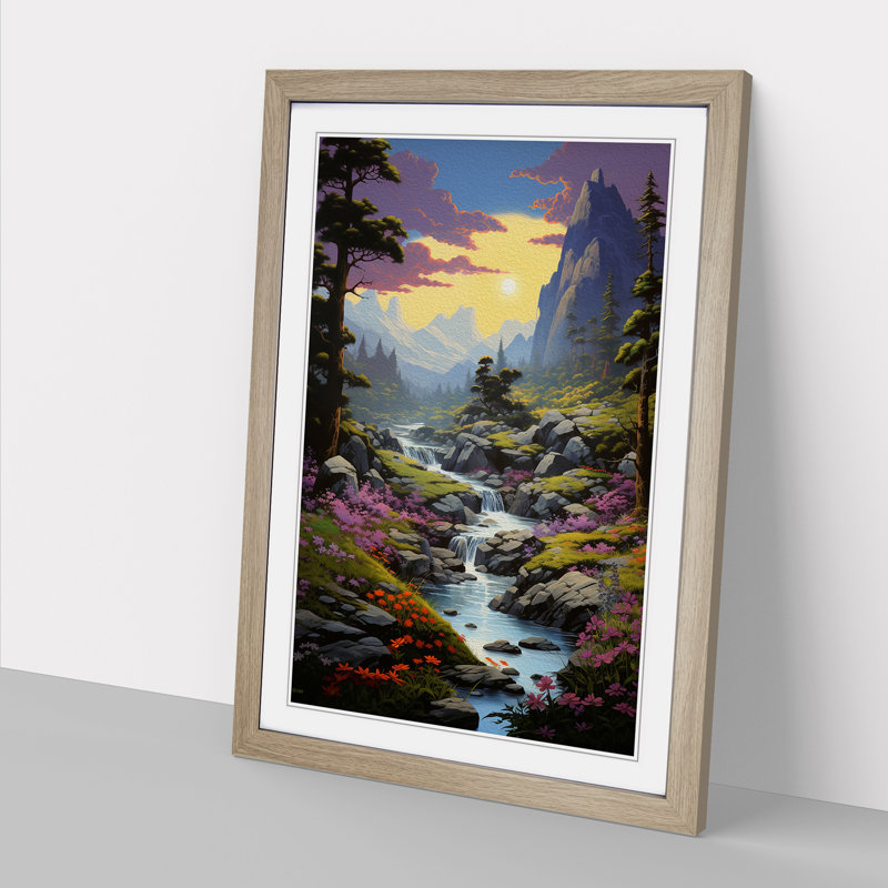 Landscape Informel - Single Picture Frame Print on Wood, Oak, 34cm H x 25cm W x 2cm D