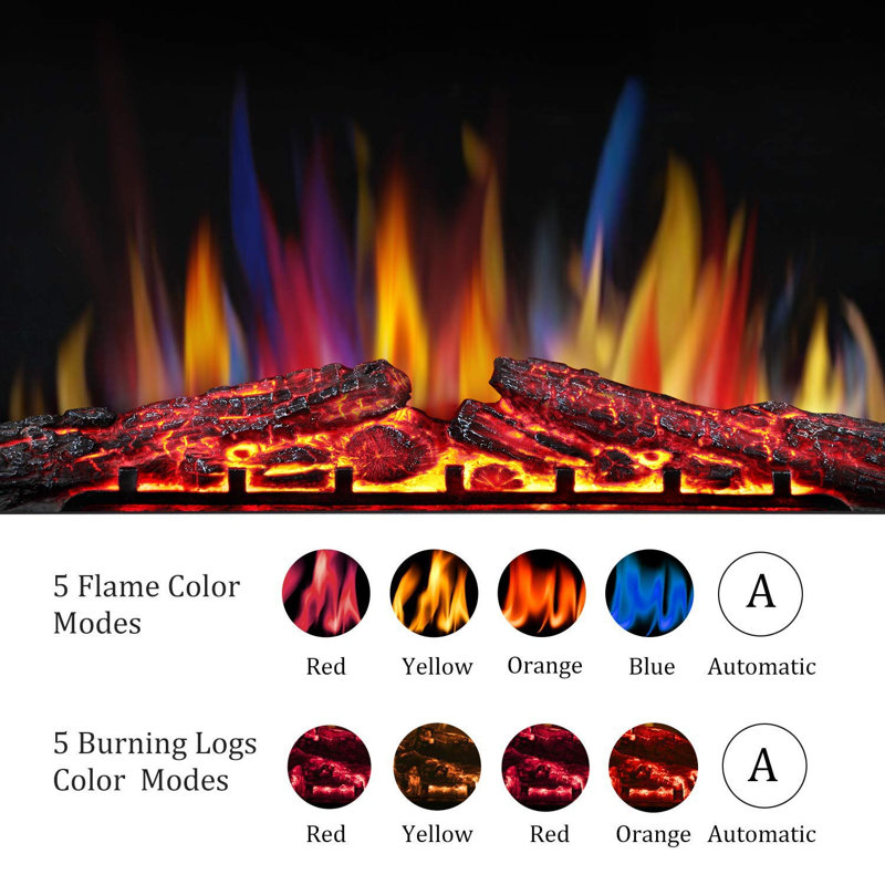 Amit Delisle Recessed Electric Fireplace Insert, 27.08" H x 35.98" W x 8.97" D