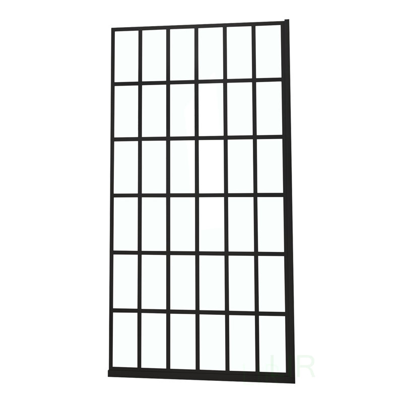 Frameless Fixed Shower Door, 38 In. W X 72 In. H, Single Panel, Easy Clean, Satin Black Hardware, Shower Door