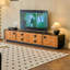 Meuble télé rétro en bois massif noir-810419008