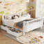 Lit plateforme en bois pleine grandeur pour enfants avec rails et tiroirs de rangement, lit de jour à profil bas en bois de pin massif, blanc