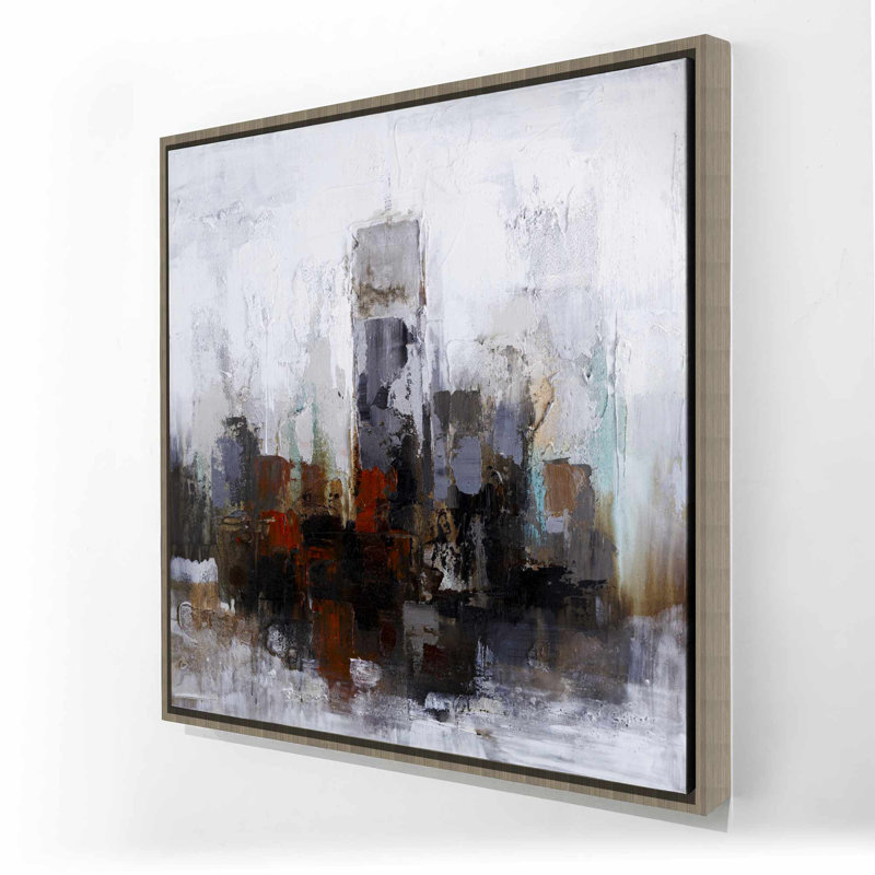 «Obscure Buildings - Brown», décor de toile contemporaine encadrée