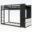 Lit superposé simple avec 4 tiroirs de rangement, rail suspendu, bande lumineuse, tablettes intégrées et panneaux perforés doubles, 3 couleurs-31831445