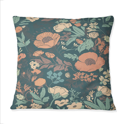 Coussin décoratif rétro avec fleurs rétro rétro pastel I - Abstract Botanicals