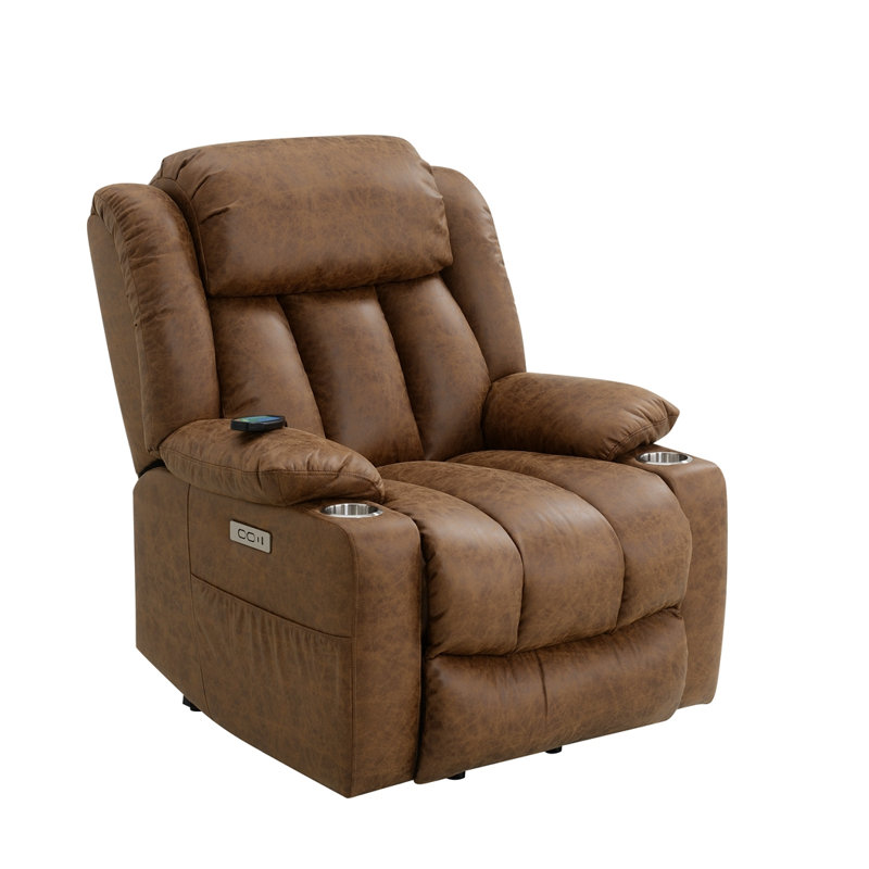 Fauteuil inclinable électrique avec levage, chauffage et massage, Brun