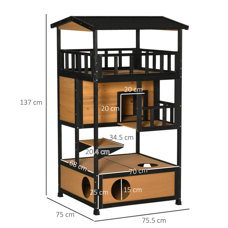 137Cm Wood Cat House