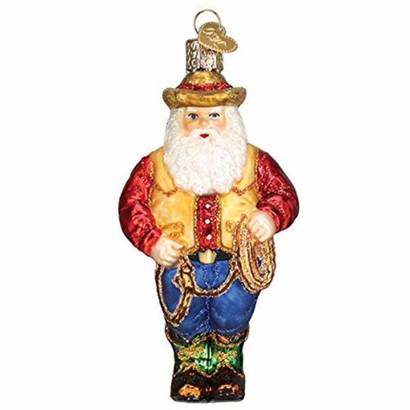 Old World Christmas Blown Glass Ornament for Christmas Tree, Western Santa