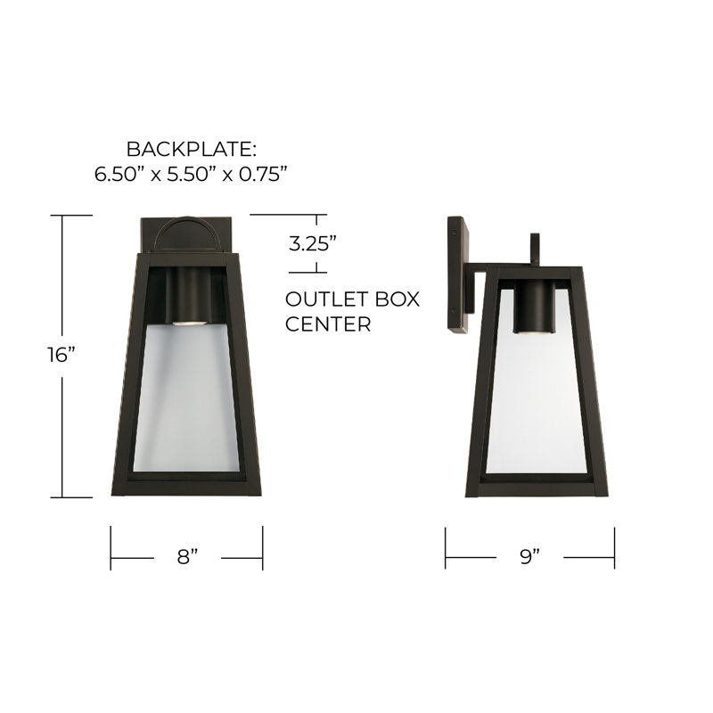Wall Light, Black, 16" H x 8" W x 10"D