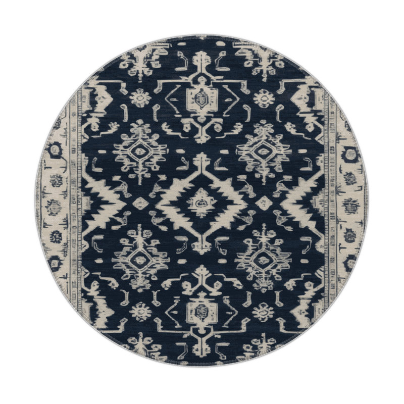 Tapis gris intérieur et extérieur surteint, Rond 5 pi