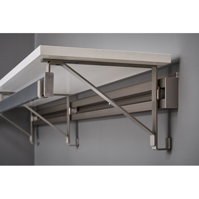 44" White Wood and Chrome Laundry Room Organizer Shelf