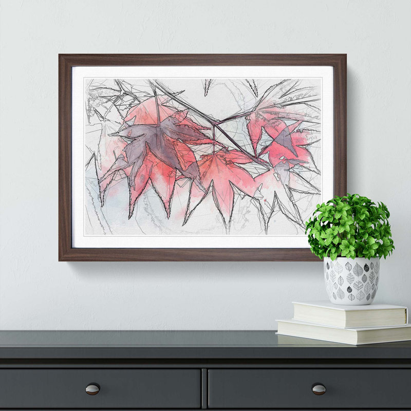 Leaves of a Maple Tree in Abstract - Picture Frame Graphic Art Print, 62cm H x 87cm W x 2cm D, Walnut Framed