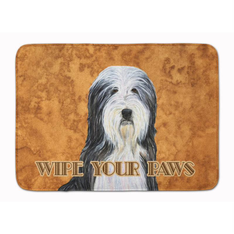 Tapis pour salle de bain à mousse mémoire barbu collie wipe your pattes