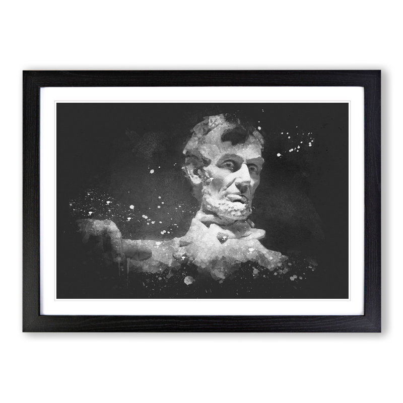 President Lincoln Memorial 1 Piece Single Picture Frame Wall Art, 36cm H x 48cm W x 2cm D, Black Framed