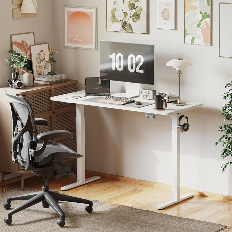 Latitude Adjustable Standing Desk, 27.00" H x 40.00" W x 24.00" D, White/White
