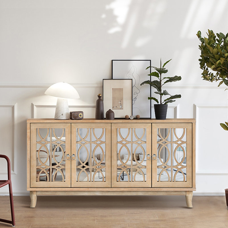 Grande armoire d'appoint en bois massif de 31,5 po Klakki