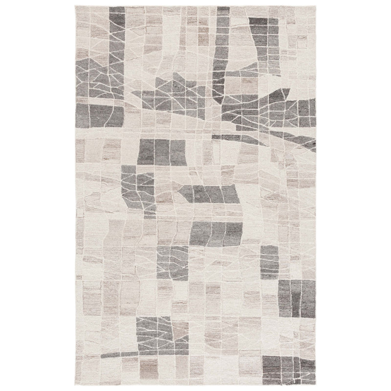 Pine 804 Hand Tufted Wool; Cotton; Latex Abstract Rug in Ivory/Light Brown, Square 6'