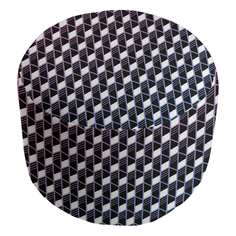 Avicia Upholstered Pouf, Black/White
