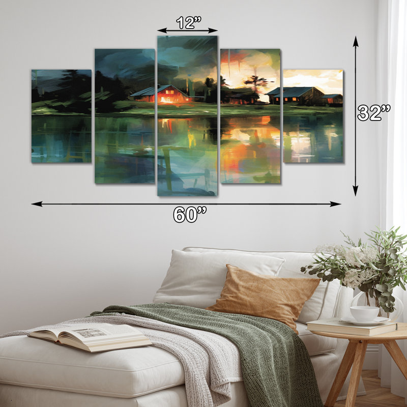«Scenic Countryside II», art mural sur toile campagne - 5 panneaux