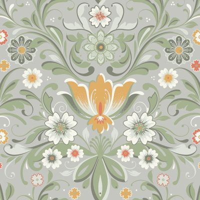 Mathena Östanskär Floral Design 10.05m x 53cm Wallpaper Roll
