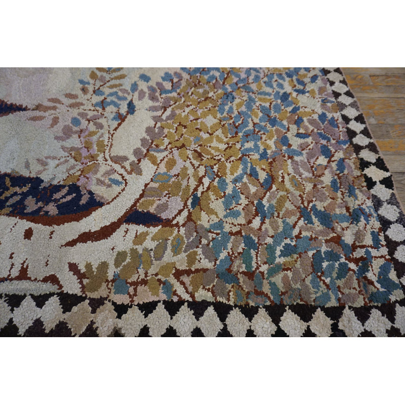 Tapis ivoire antique en coton antique
