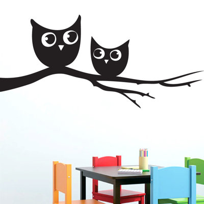 Décalcomanie murale owls sur une branche