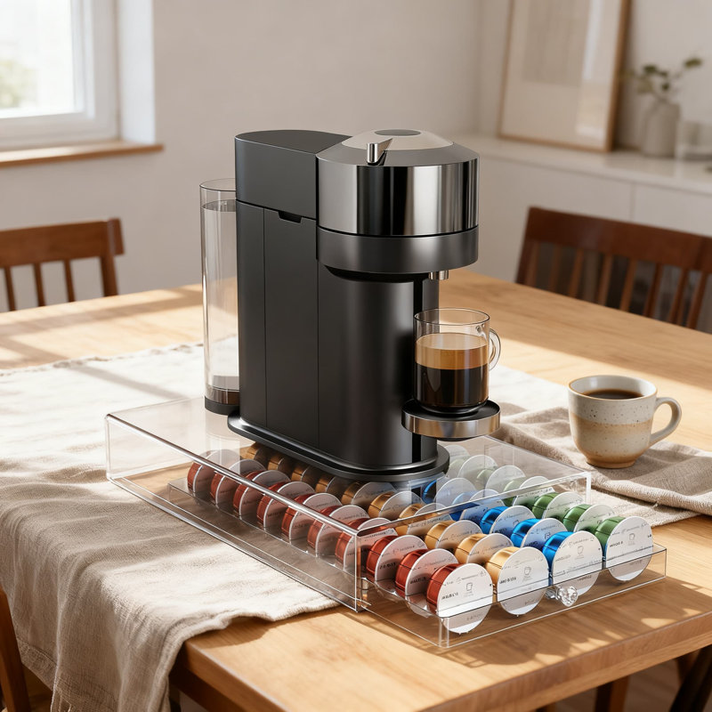 Porte-dosettes en acrylique pour capsules Nespresso Vertuo et Dolce Gusto, organisateur de rangement à tiroir transparent de 40 capacités avec conception à vue rapide et fabrication PETG de qualité alimentaire