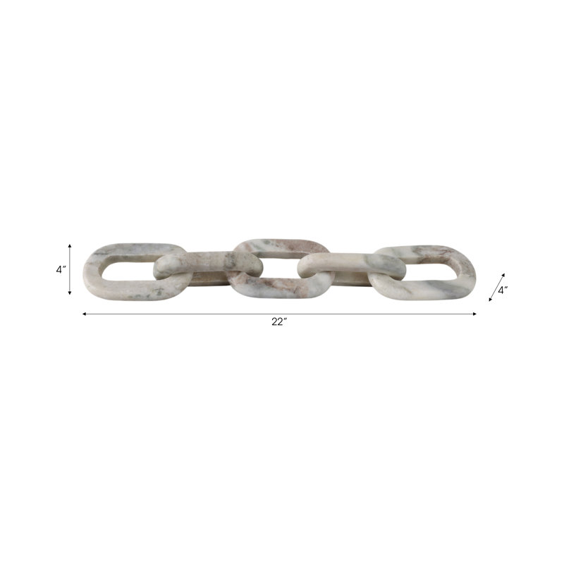 Sagebrook Home 22X4 5-Link Marble Chain, Gray/Ivory