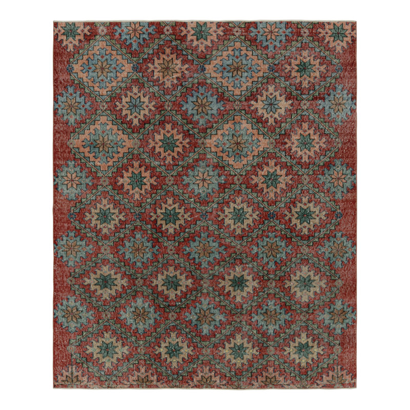 One-of-a-Kind Rectangle 5’9”x6’11” 1950s Wool Area Rug