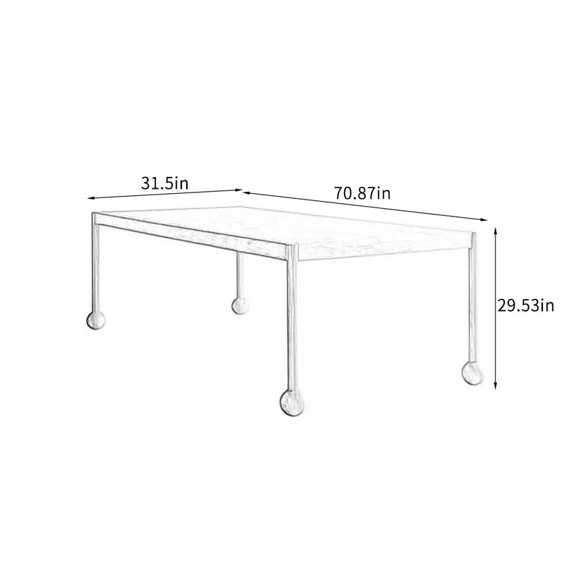 Durable Ash Wood Dining Table., 29.53"H x 70.87"L x 31.5"W