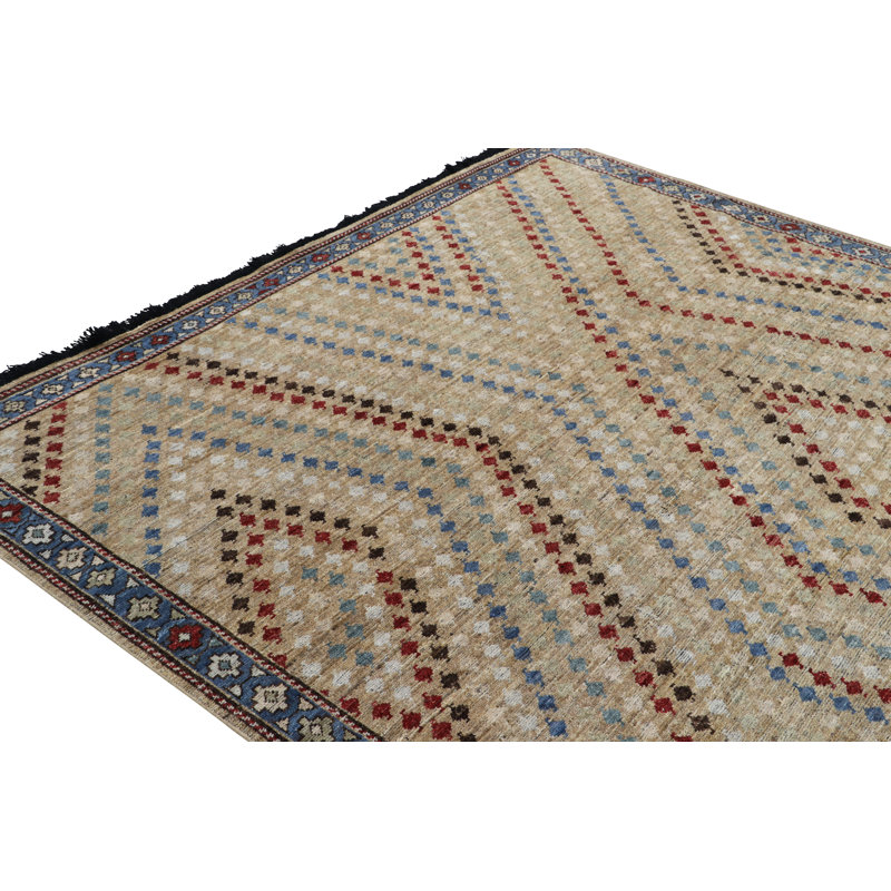 Burano Hand Knotted Wool Geometric Area Rug, Rectangle 10' x 14'