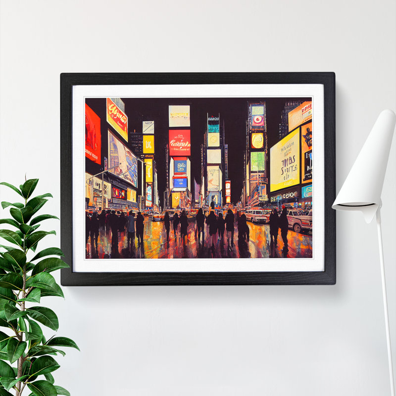 New York City Times Square Vol.1 - Single Picture Frame Print, Black, 46cm H x 64cm W