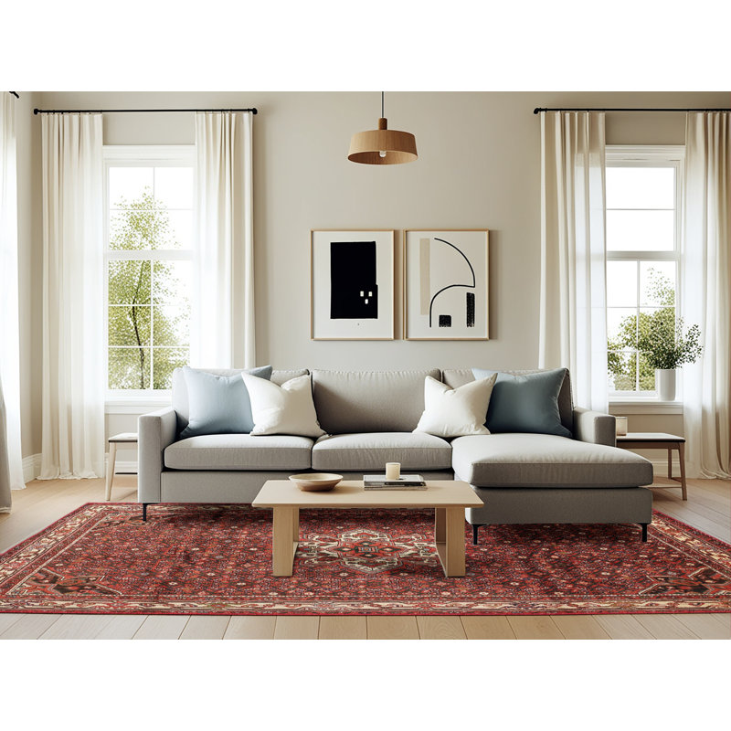 Tapis décoratif rouge sud-ouest Estrella, Rectangle 6 pi x 9 pi